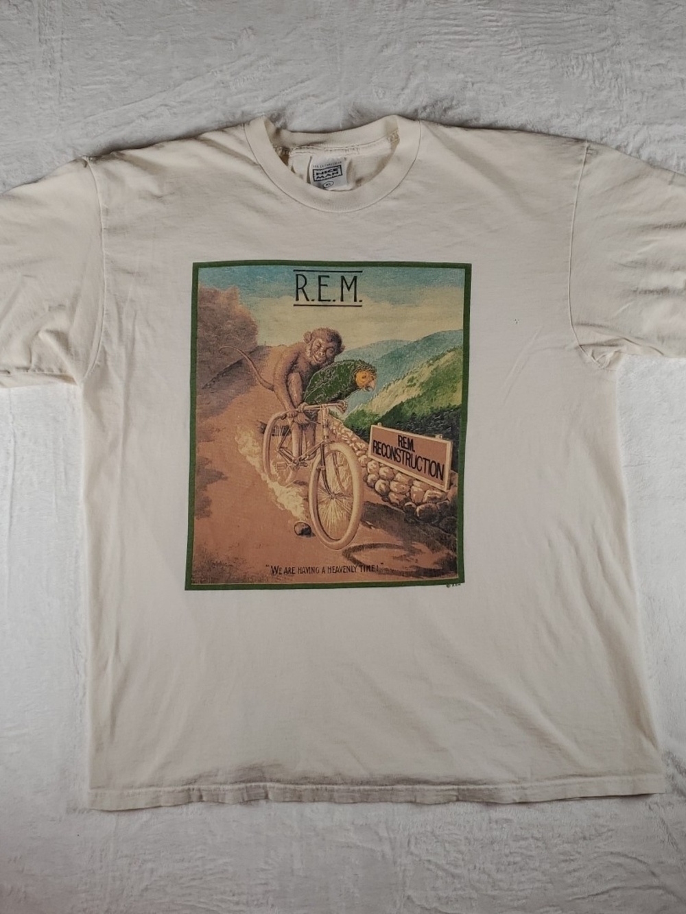 Vintage 1985 R.E.M. REM Reconstruction Tour T Shirt With Tour Cities XL Nice Man